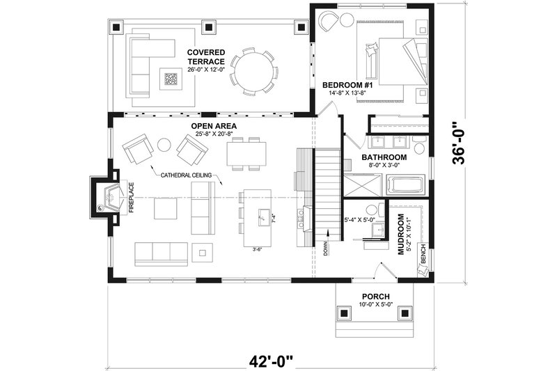 Dream House Plan - Floor Plan - Main Floor for Modern House Plan #23-2911 - 4 bed, 2.5 bath