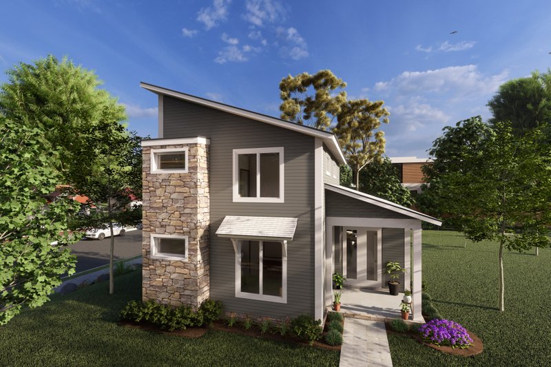 House Blueprint - Exterior - Front Elevation for Modern House Plan #513-2219 - 3 bed, 2.5 bath