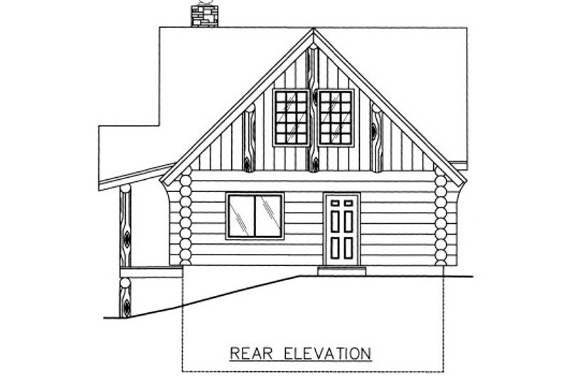House Blueprint - Exterior - Rear Elevation for Log House Plan #117-604 - 2 bed, 2 bath