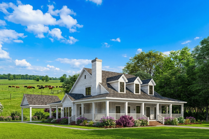 House Plan Design - Exterior - Front Elevation 2 for Farmhouse House Plan #17-3420 - 4 bed, 3 bath