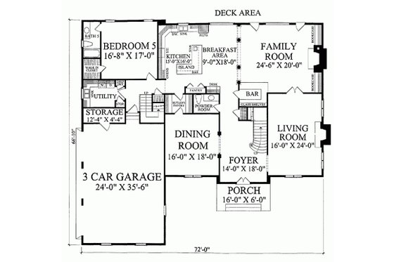 Floor Plan - Main Floor for European House Plan #137-173 - 5 bed, 5 bath