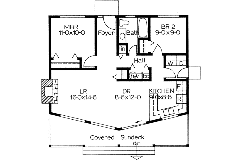 House Blueprint - Floor Plan - Main Floor for Cottage House Plan #126-110 - 2 bed, 1 bath