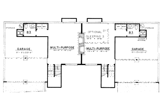 Floor Plan - Lower Floor for Modern House Plan #303-151 - 3 bed, 3 bath
