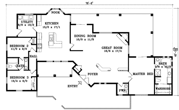 Adobe / Southwestern Floor Plan - Main Floor Plan #1-709