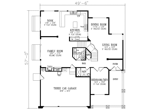 Dream House Plan - Traditional Floor Plan - Main Floor Plan #1-779