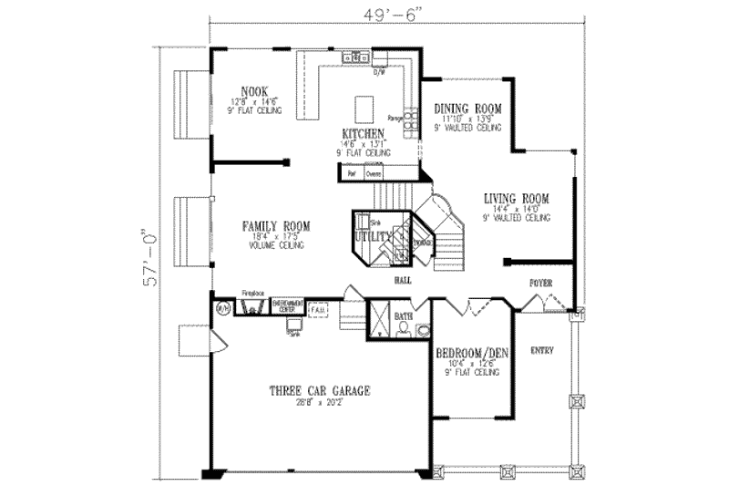 House Blueprint - Floor Plan - Main Floor for Traditional House Plan #1-779 - 5 bed, 4 bath