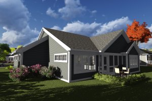 Exterior - Rear Elevation for Ranch House Plan #70-1237 - 2 bed, 2 bath