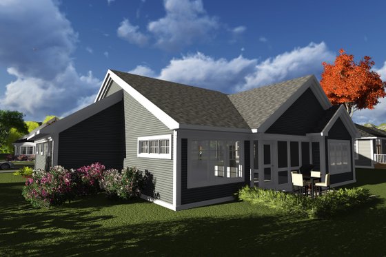 Exterior - Rear Elevation for Ranch House Plan #70-1237 - 2 bed, 2 bath