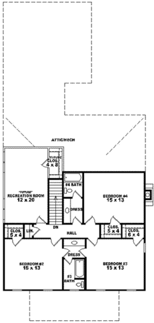 Bungalow Floor Plan - Upper Floor Plan #81-955