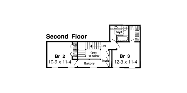 Floor Plan - Upper Floor for Traditional House Plan #312-793 - 3 bed, 2.5 bath