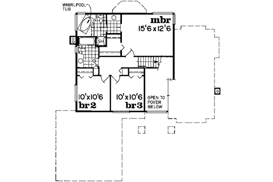 Floor Plan - Upper Floor for European House Plan #47-590 - 3 bed, 2.5 bath