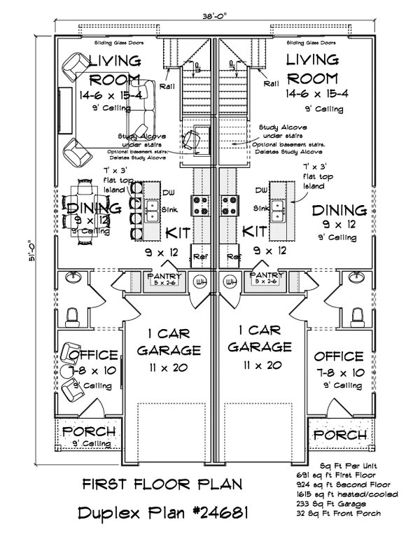 House Blueprint - Floor Plan - Main Floor for Modern House Plan #513-2473 - 3 bed, 2.5 bath