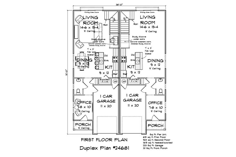 House Blueprint - Floor Plan - Main Floor for Modern House Plan #513-2473 - 3 bed, 2.5 bath
