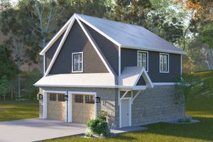 Exterior - Front Elevation 3 for European House Plan #1060-257 - 2 bed, 1.5 bath