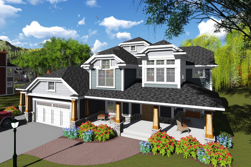 Architectural House Design - Craftsman Exterior - Front Elevation Plan #70-1255