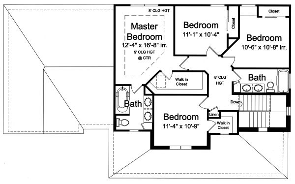House Design - Traditional Floor Plan - Upper Floor Plan #46-496