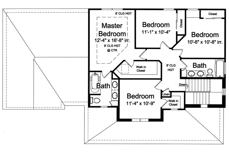 House Blueprint - Floor Plan - Upper Floor for Traditional House Plan #46-496 - 4 bed, 2.5 bath