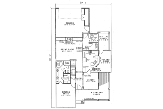 Floor Plan - Main Floor for Farmhouse House Plan #17-286 - 4 bed, 2.5 bath
