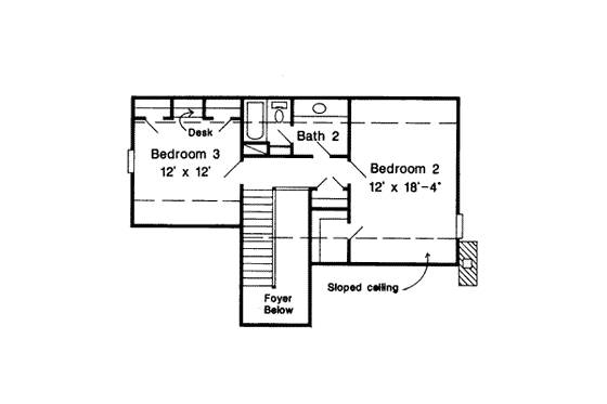 Floor Plan - Upper Floor for European House Plan #410-190 - 3 bed, 2.5 bath