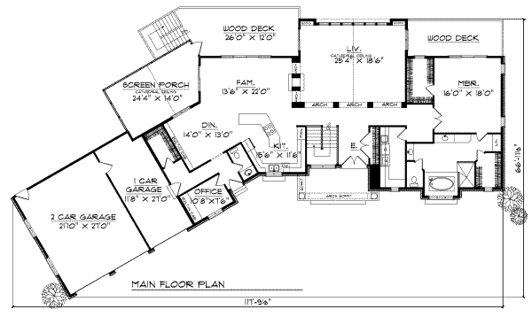 Architectural House Design - Traditional Floor Plan - Main Floor Plan #70-550