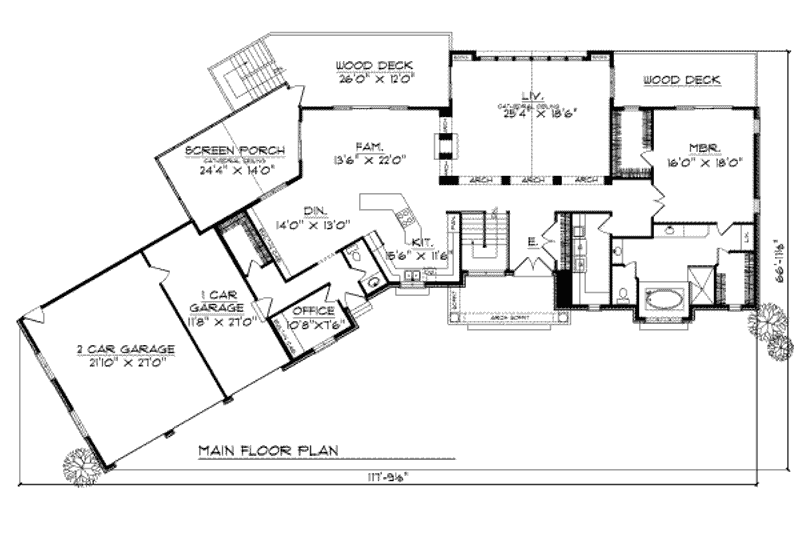 Home Plan - Floor Plan - Main Floor for Traditional House Plan #70-550 - 3 bed, 2.5 bath