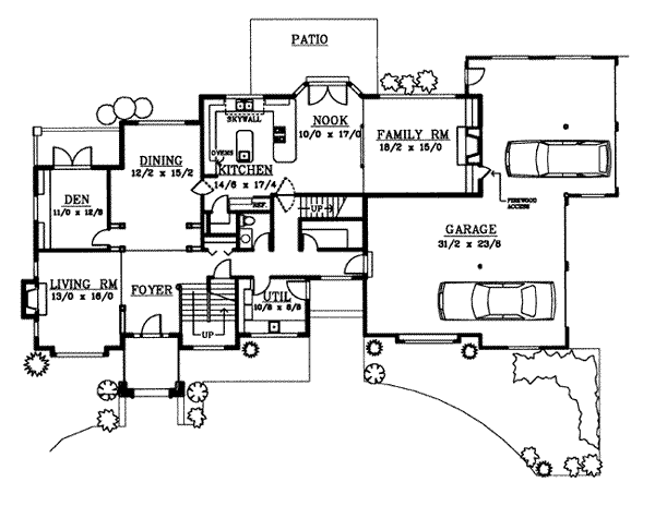 Architectural House Design - European Floor Plan - Main Floor Plan #97-214