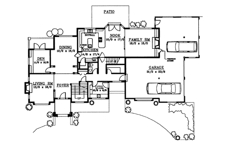 House Blueprint - Floor Plan - Main Floor for European House Plan #97-214 - 4 bed, 3.5 bath