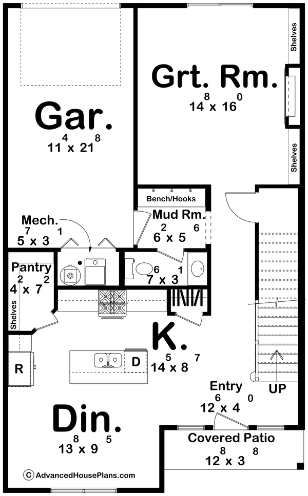 Architectural House Design - Farmhouse Floor Plan - Main Floor Plan #455-387