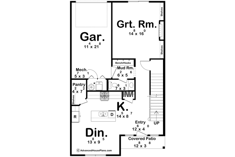 Home Plan - Floor Plan - Main Floor for Farmhouse House Plan #455-387 - 3 bed, 2.5 bath