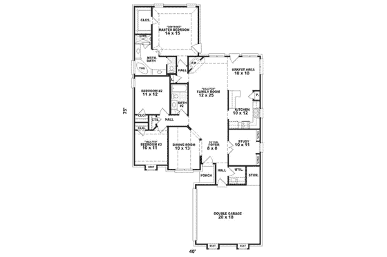 Floor Plan - Main Floor for European House Plan #81-280 - 3 bed, 2 bath