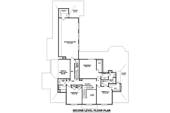Floor Plan - Upper Floor for Colonial House Plan #81-1631 - 4 bed, 4 bath