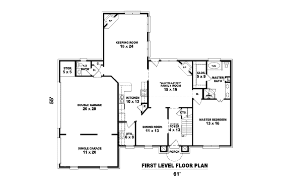 Floor Plan - Main Floor for European House Plan #81-13699 - 5 bed, 3.5 bath