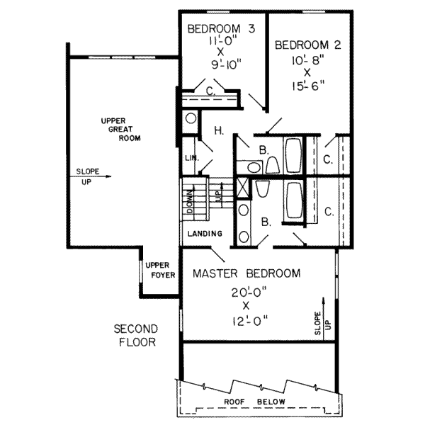 Modern Floor Plan - Upper Floor Plan #312-183