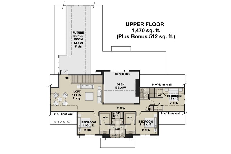 Dream House Plan - Floor Plan - Upper Floor for Farmhouse House Plan #51-1255 - 5 bed, 4.5 bath