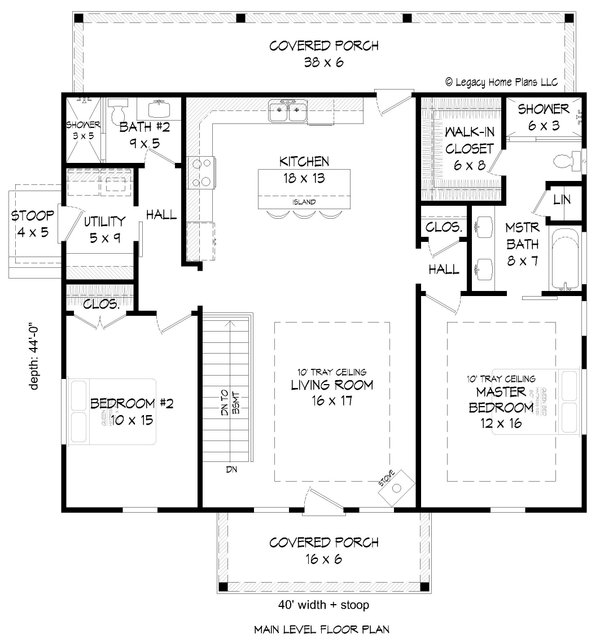 Southern Floor Plan - Main Floor Plan #932-905