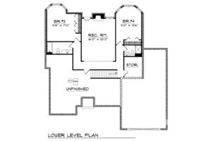Floor Plan - Lower Floor for European House Plan #70-492 - 2 bed, 2 bath