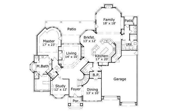 Floor Plan - Main Floor for European House Plan #411-780 - 4 bed, 4.5 bath