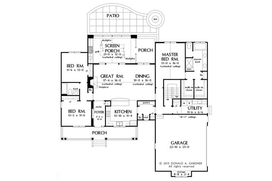 Floor Plan - Main Floor for Country House Plan #929-8 - 3 bed, 2 bath