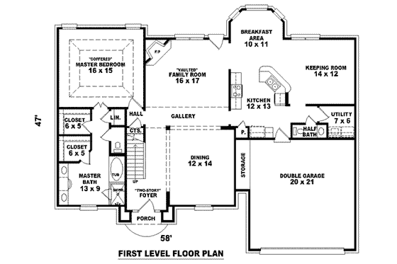 Floor Plan - Main Floor for European House Plan #81-850 - 3 bed, 2.5 bath