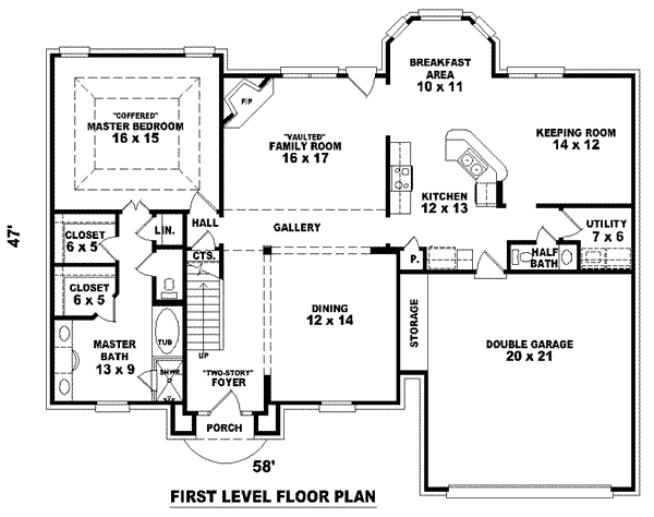 Floor Plan - Main Floor for European House Plan #81-850 - 3 bed, 2.5 bath