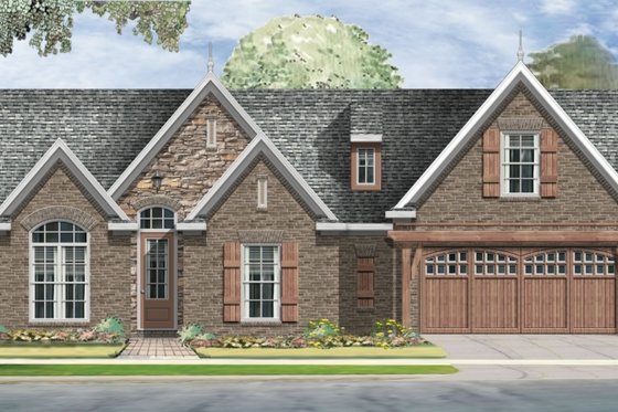 Exterior - Front Elevation for European House Plan #424-75 - 3 bed, 2 bath