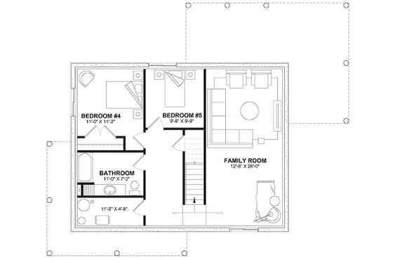Floor Plan - Lower Floor for Country House Plan #23-2765 - 5 bed, 2.5 bath