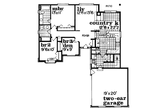 Floor Plan - Main Floor for Traditional House Plan #47-238 - 3 bed, 2 bath