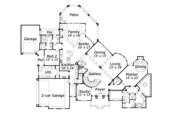 Floor Plan - Main Floor for European House Plan #411-590 - 5 bed, 5.5 bath