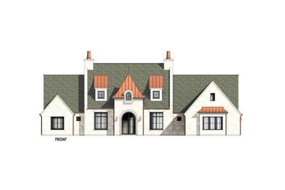 Exterior - Front Elevation 5 for Tudor House Plan #1096-15 - 4 bed, 4.5 bath