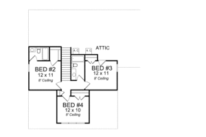 Floor Plan - Upper Floor for Bungalow House Plan #513-1 - 4 bed, 3.5 bath