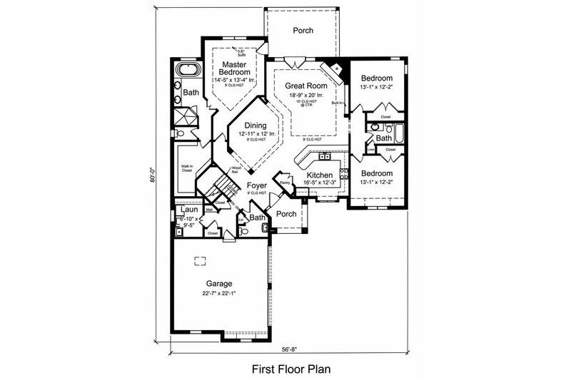 Architectural House Design - Floor Plan - Main Floor for Country House Plan #46-523 - 3 bed, 2.5 bath