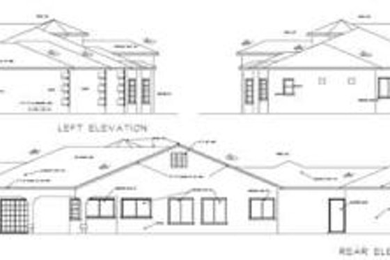 Exterior - Rear Elevation for Adobe / Southwestern House Plan #1-723 - 4 bed, 3 bath