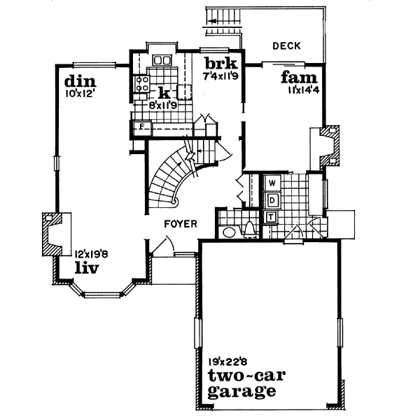 Floor Plan - Main Floor for European House Plan #47-452 - 3 bed, 2.5 bath