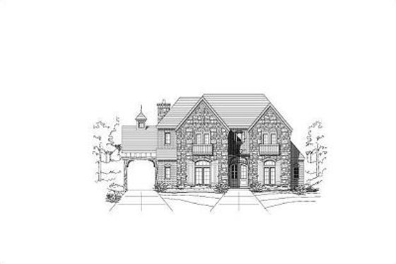 Exterior - Front Elevation for European House Plan #411-522 - 5 bed, 5 bath